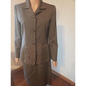 KASPER Women 2PC Polyester Rayon Black/White Lined Skit Suit Size 10